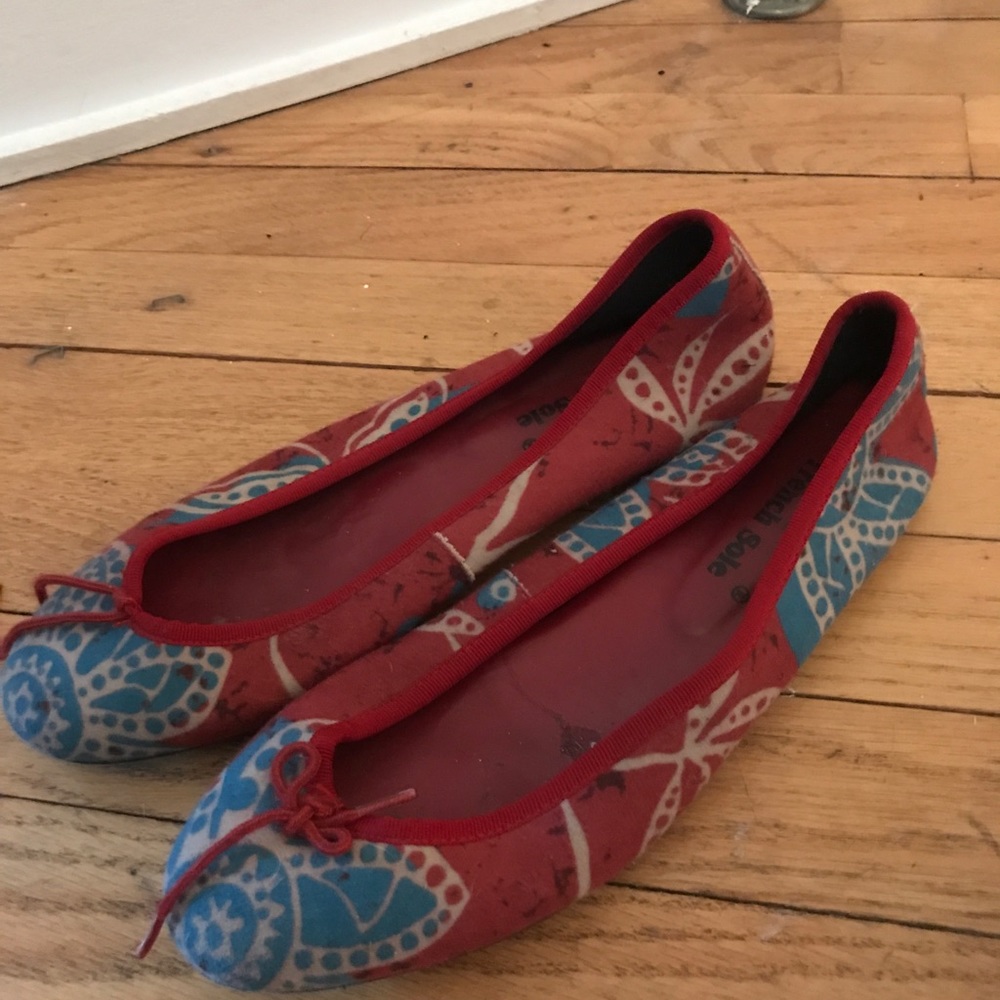 red floral flats